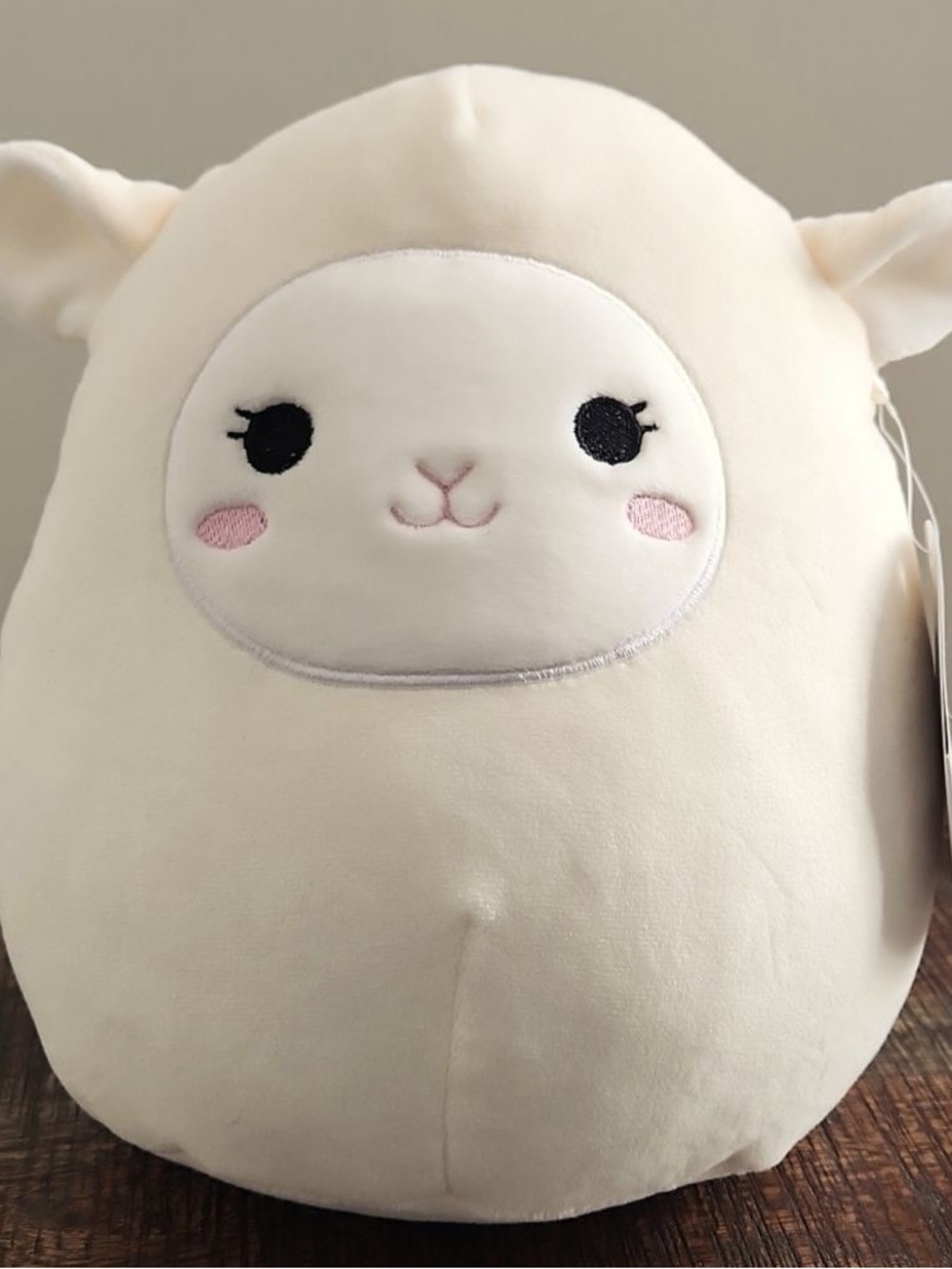 Squishmallows Cream White Lamb Plush with Pink Cheeks